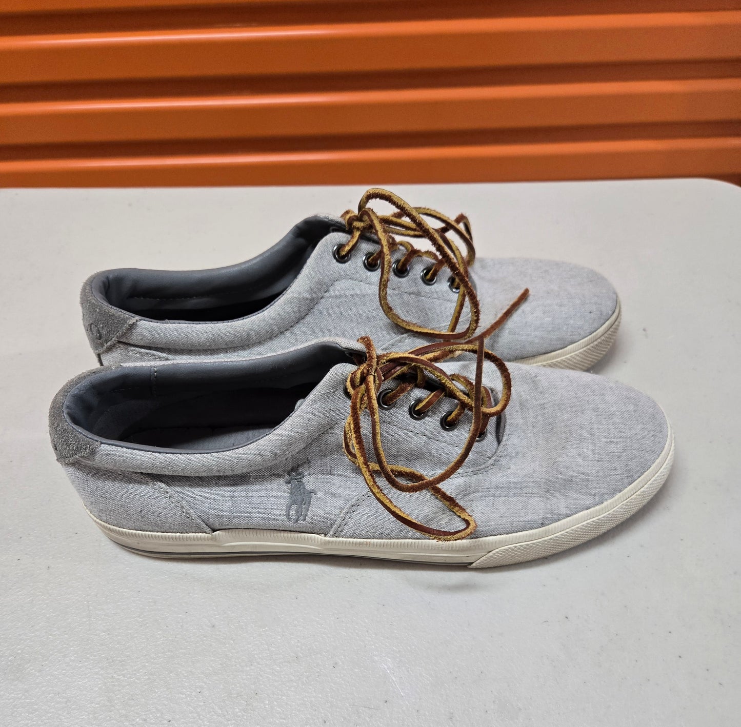 Polo Ralph Lauren Vaughn Mens Shoes Silver Canvas/Suede 11.5D US, 11 UK, 45 EUR