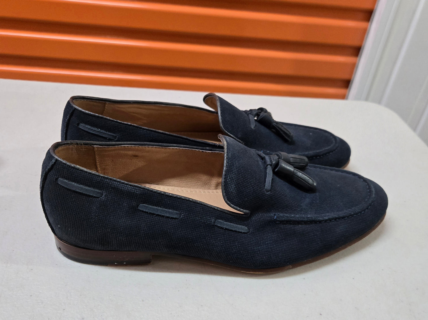 Aquila Mens Loafers Gunmetal Leather Shoes Size 9 US, 42 EUR, 8 UK - Ready To Go