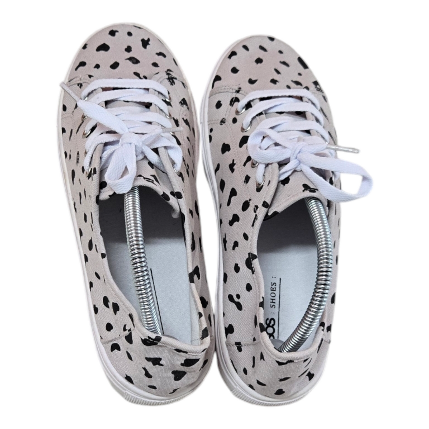 Asos Womens Shoes Dalmatian Print Flat Sneakers Beige Size 10 US, 8 UK, 41 EUR