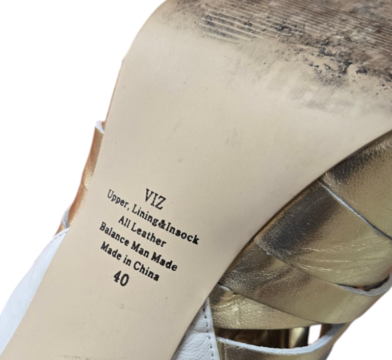 WITTNER VIZ Womens Shoes Rose Gold/ White Sandals Leather Size 9.5 AU, 40 EUR