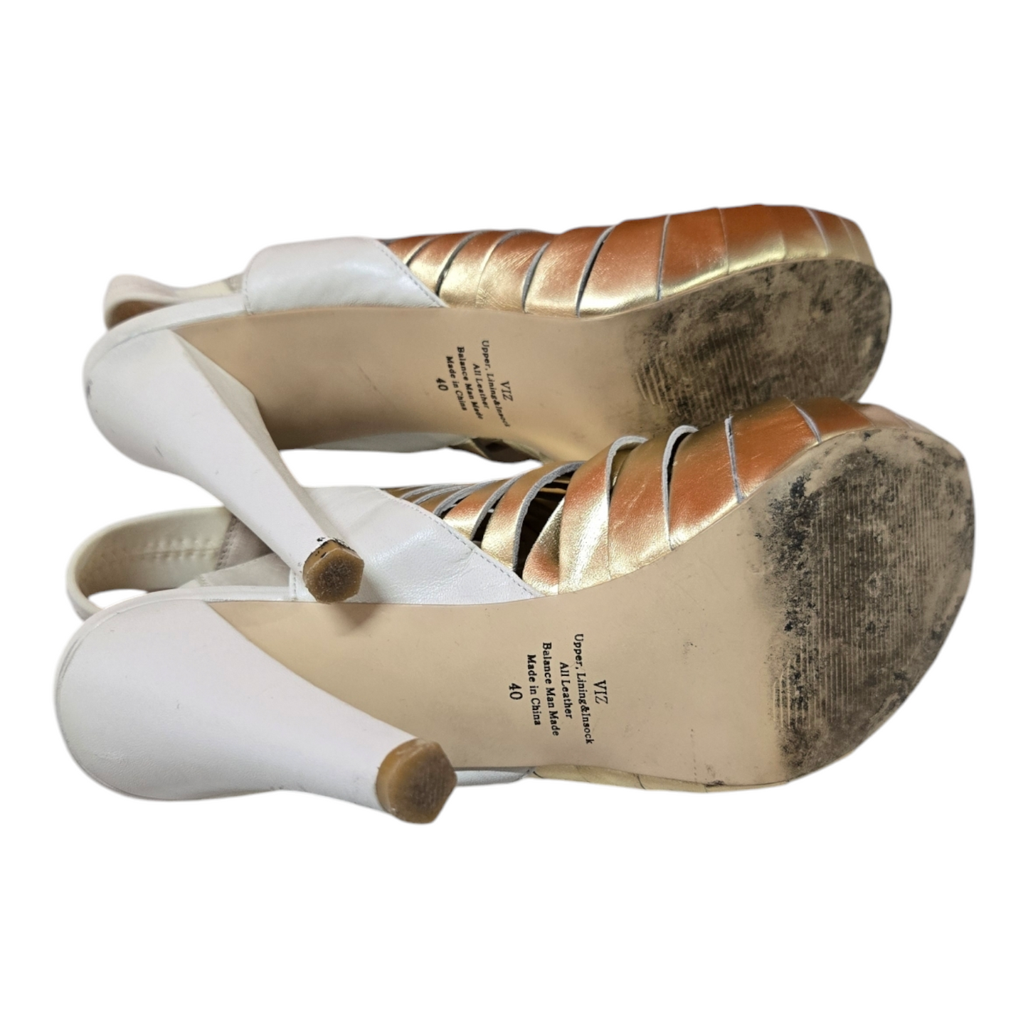 WITTNER VIZ Womens Shoes Rose Gold/ White Sandals Leather Size 9.5 AU, 40 EUR