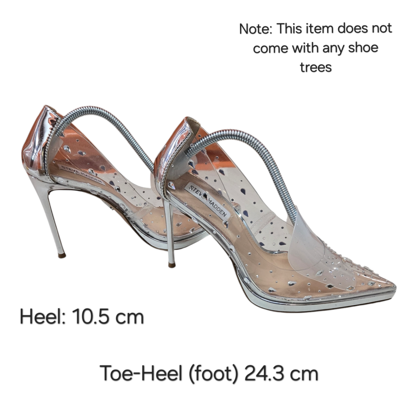 Steve Madden Klassy-S Womens High Heel Shoes Silver/Clear 38.5 EU, 8 US, 6 UK