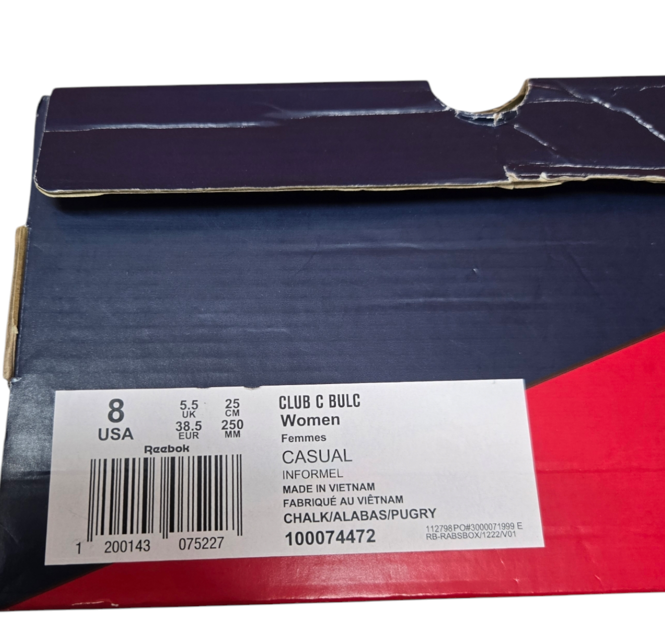 REEBOK Club C Bulc Womens Shoes Chalk/Alabas/Pugry Size 8 US, 5.5 UK, 38.5 EUR