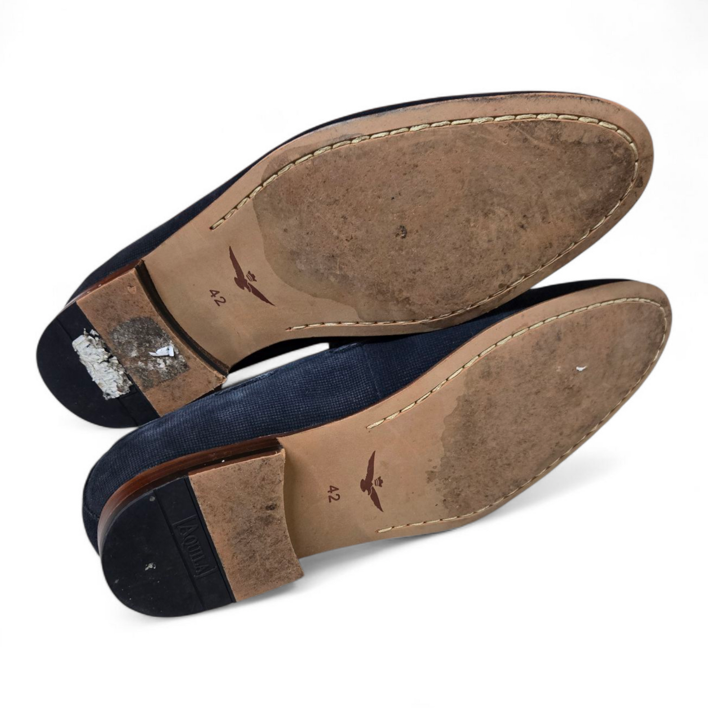 Aquila Mens Loafers Gunmetal Leather Shoes Size 9 US, 42 EUR, 8 UK - Ready To Go