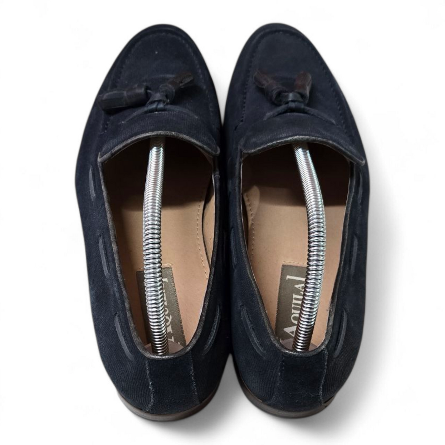 Aquila Mens Loafers Gunmetal Leather Shoes Size 9 US, 42 EUR, 8 UK - Ready To Go