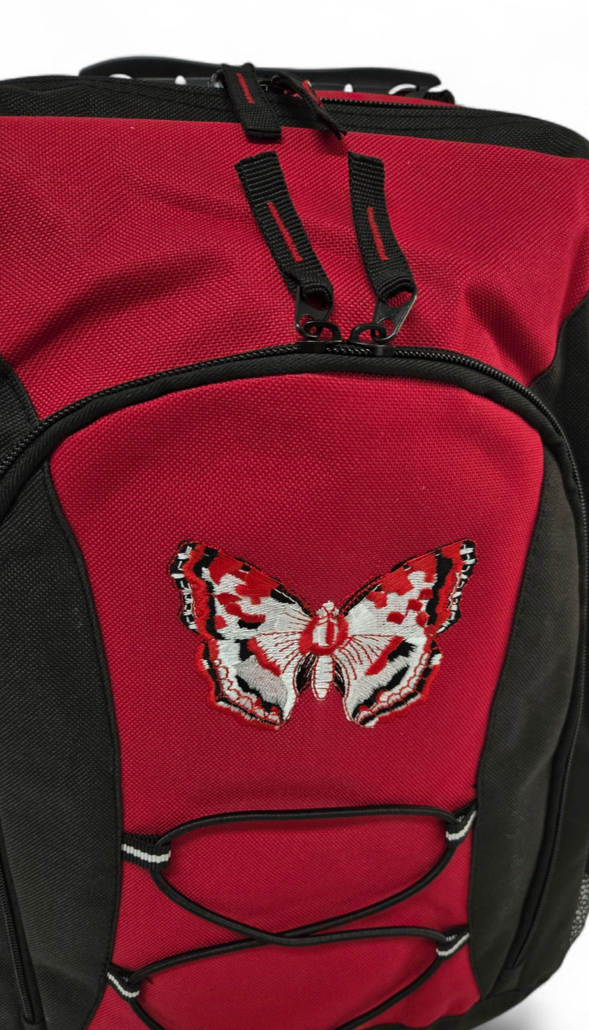 WS B5002 Smartpack Backpack Women's Girls Black/Red Bag - Butterfly Embroidery 🦋