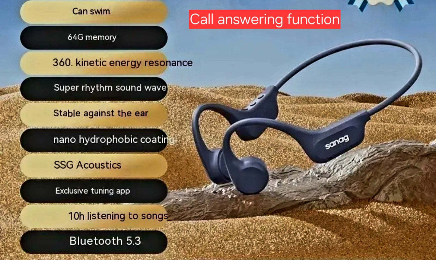SANAG B60S Pro Max Bone Conduction Headphone Navy 64GB Bluetooth 5.3 with Case