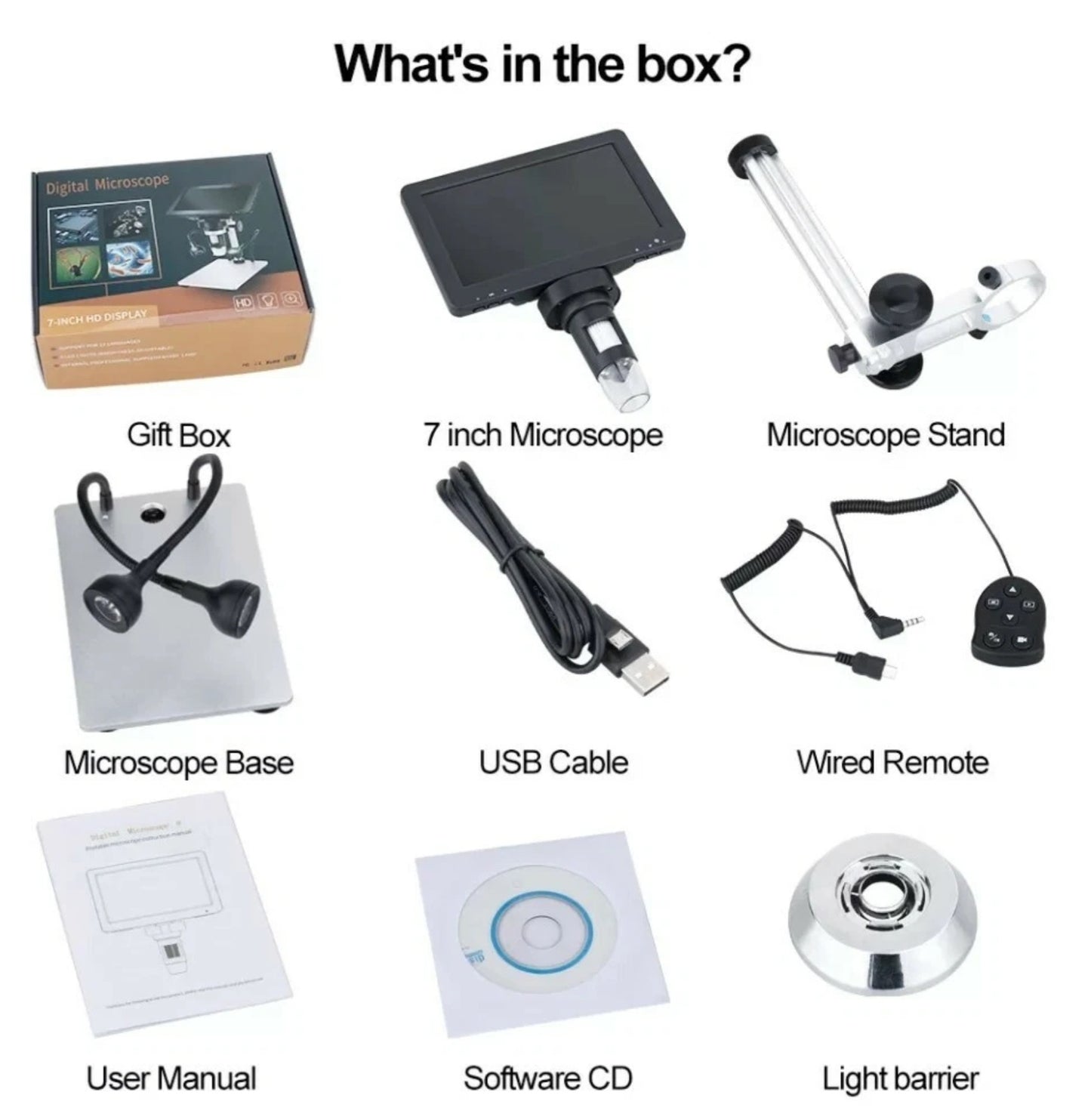 Digital Magnifier Soldering Microscope Rechargeable 7Inch 12MP 1800P 1200x - NEW