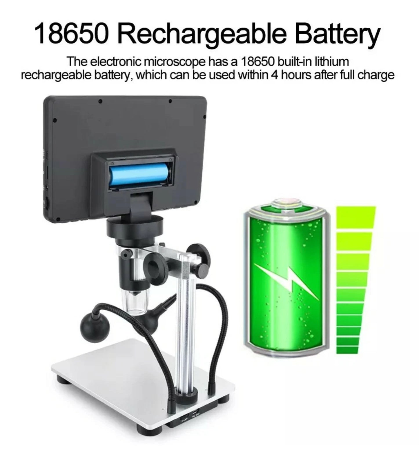 Digital Magnifier Soldering Microscope Rechargeable 7Inch 12MP 1800P 1200x - NEW