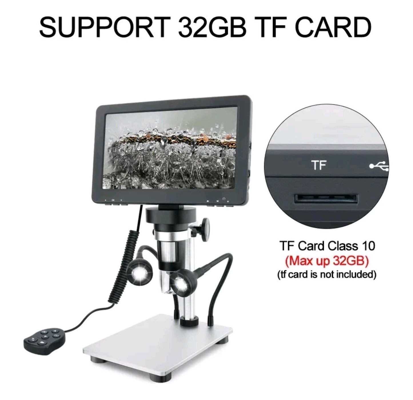 Digital Magnifier Soldering Microscope Rechargeable 7Inch 12MP 1800P 1200x - NEW