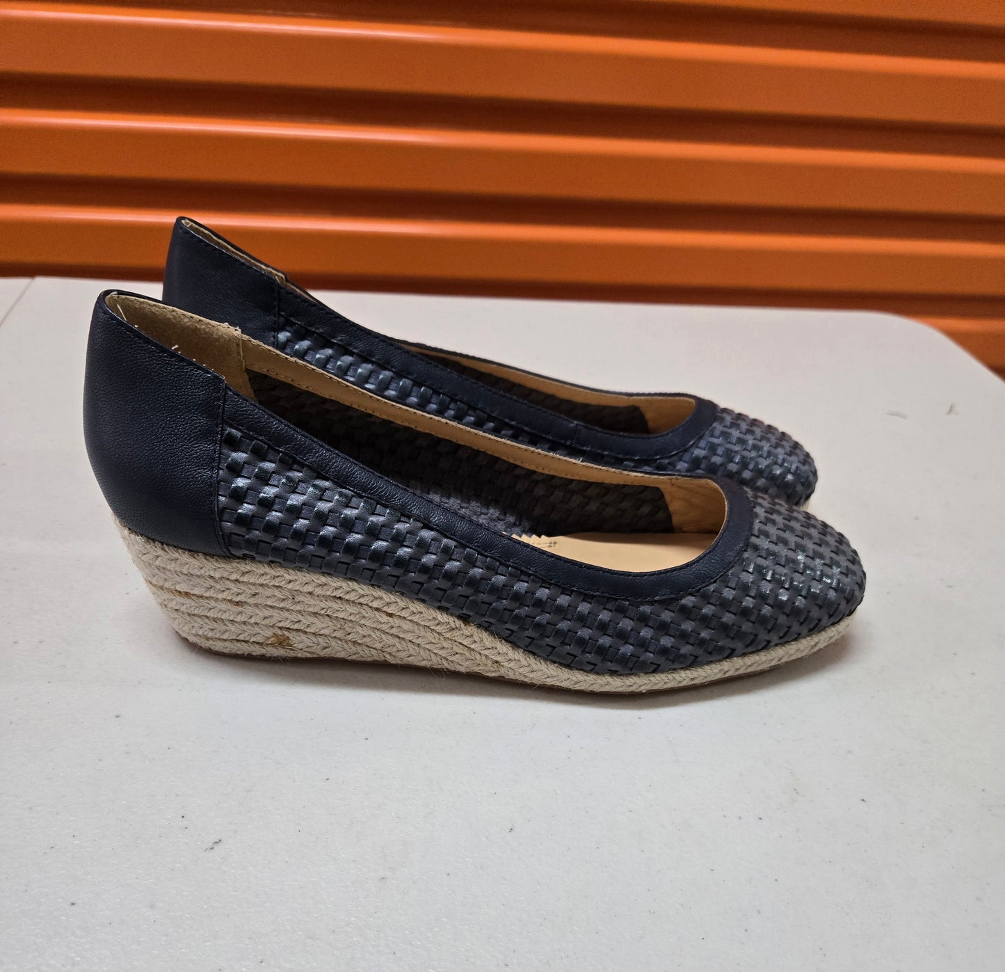 Florsheim Womens Espadrilles Navy/Grey Shoes Leather Size 10 US, 41 EU, 7.5 UK