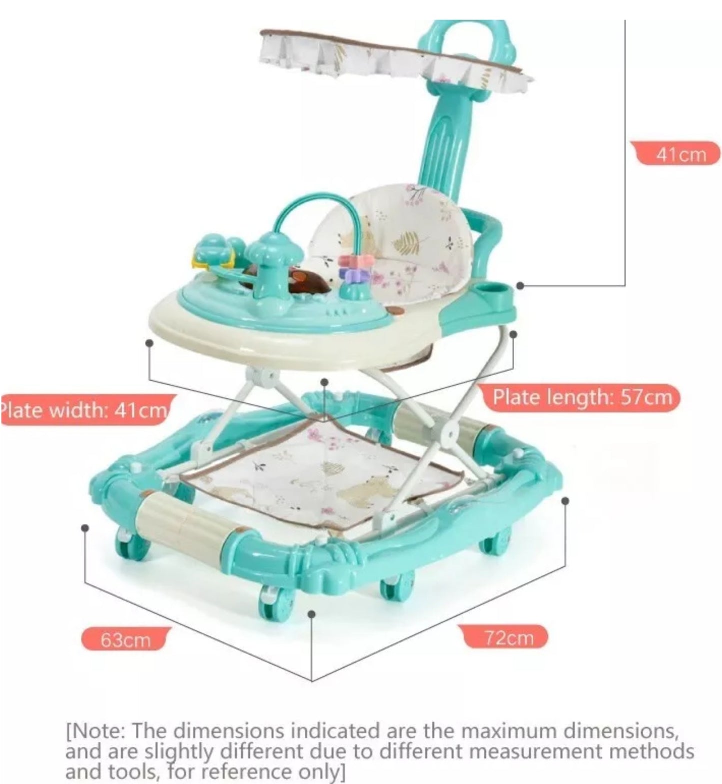 Multifunctional 2 in 1 Baby Walker & Rocking Chair Mute Wheels+Shade & Napkin 👶