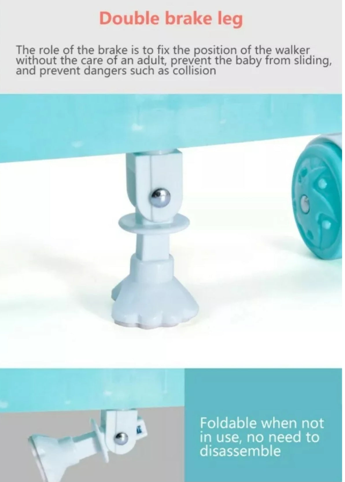 Multifunctional 2 in 1 Baby Walker & Rocking Chair Mute Wheels+Shade & Napkin 👶