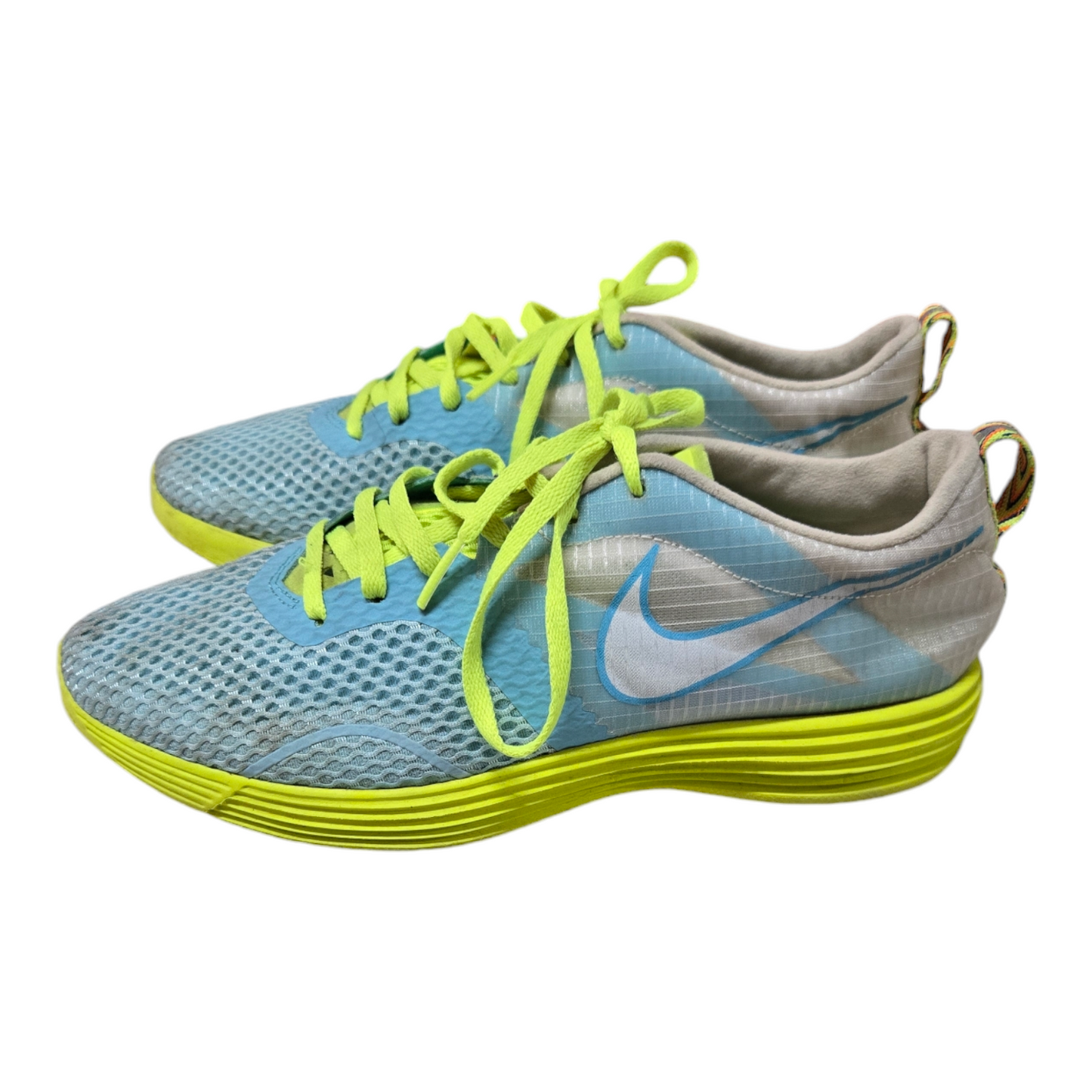 NIKE LunarMTRL+ Womens Shoes Blue/Silver/Lime Runners Size 8 US, 5.5 UK, 39 EUR
