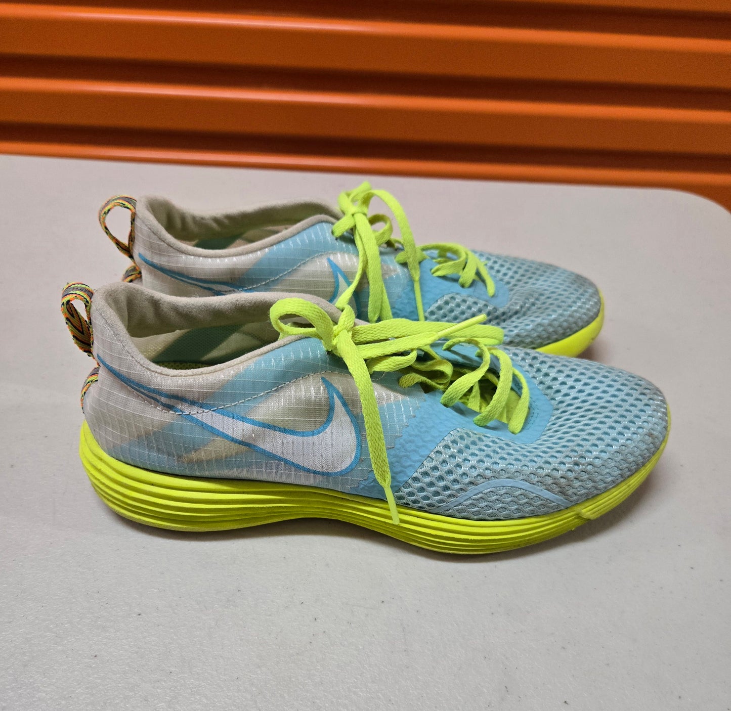 NIKE LunarMTRL+ Womens Shoes Blue/Silver/Lime Runners Size 8 US, 5.5 UK, 39 EUR