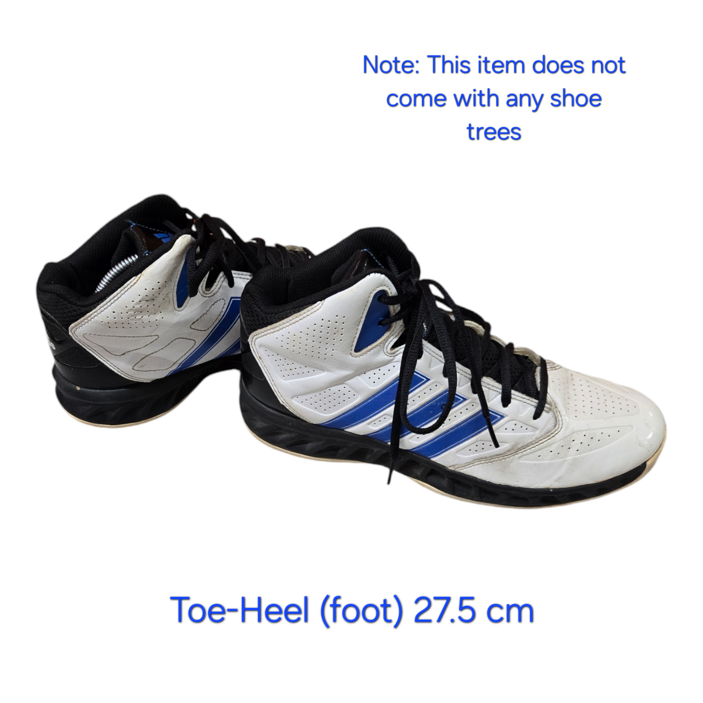 Adidas Hoop Fury Mens Basketball Shoes White/Blue Size 9.5 US, 9 UK, 43 1/3 EUR