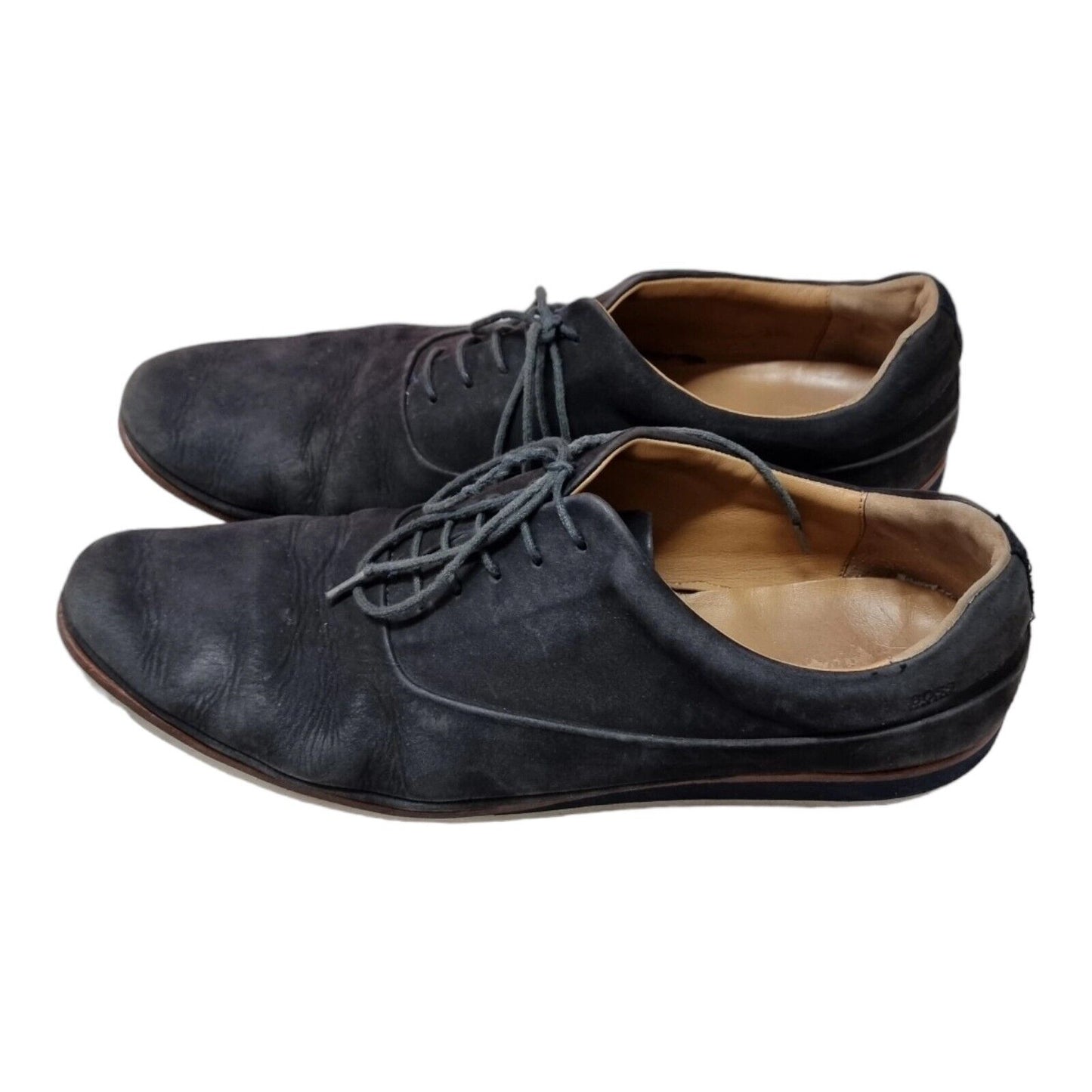 HUGO BOSS Mens Shoes Leather Upper Charcoal Size 45 EUR, 12 US, 11 UK 👞