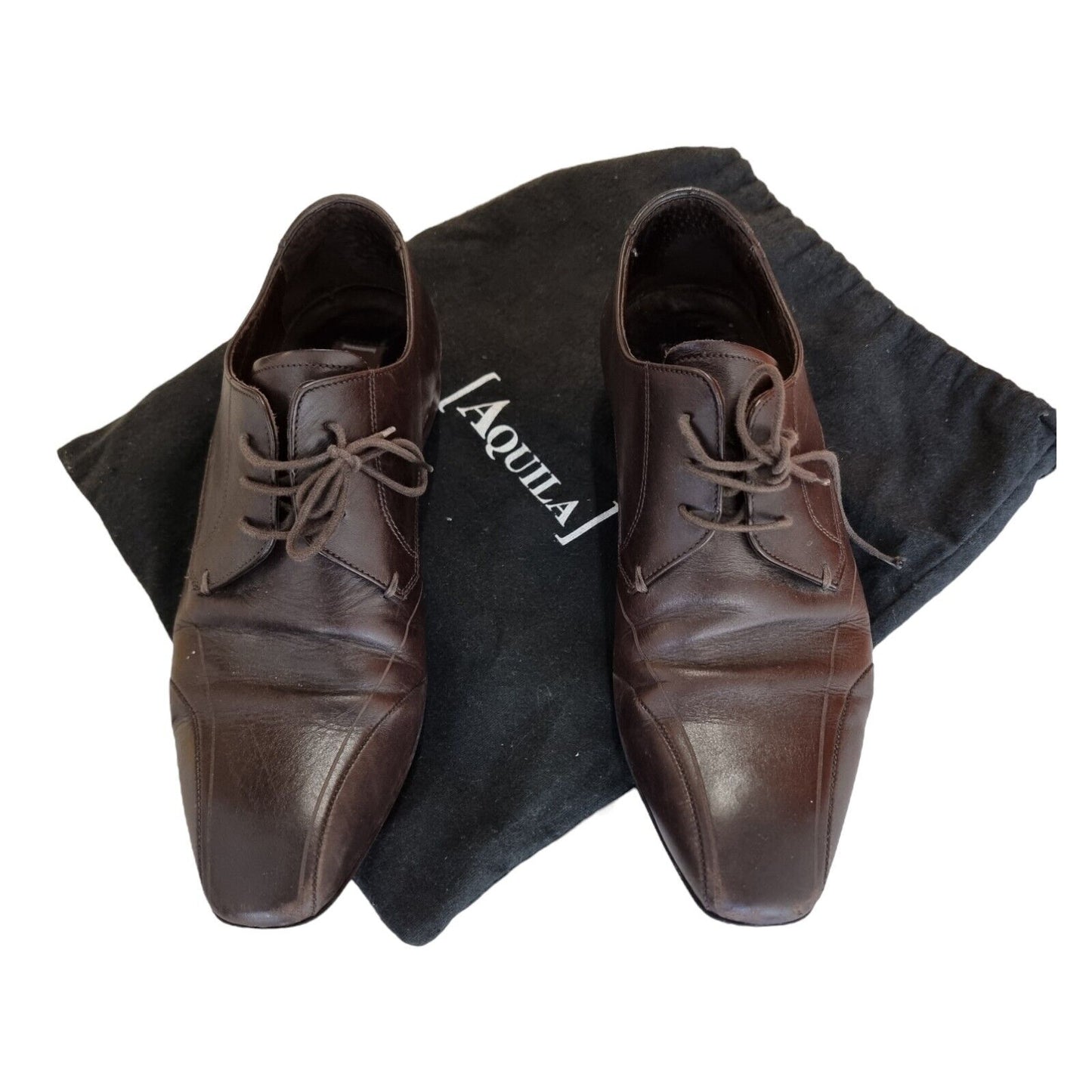 AQUILA Shoes Mens Formal Leather Upper Size 41 EUR, 8US, 7UK Brown Made in Italy