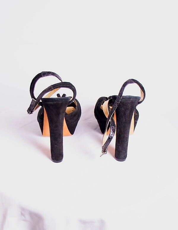 MIMCO Womens High Heel Sandals Black Leather Shoes Size 8 AU/US, 6 UK, 39 EUR