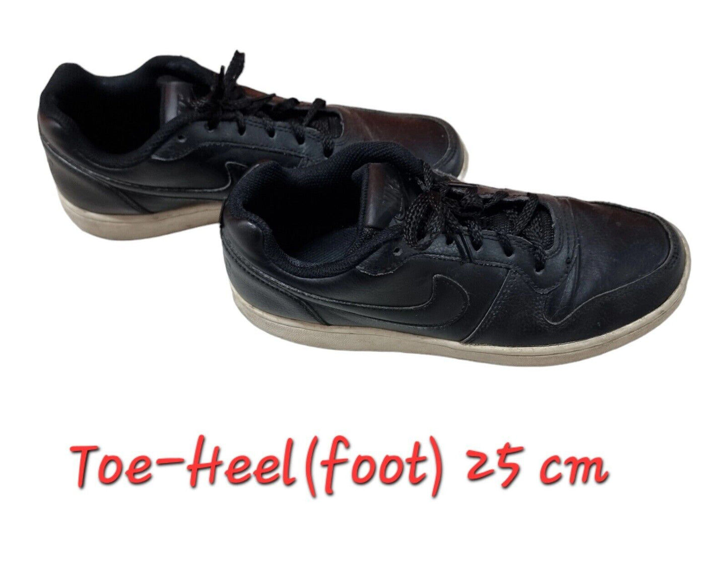 NIKE Ebernon Low Womens Sneakers Black Leather Shoes Size 8 US, 5.5 UK, 39 EUR