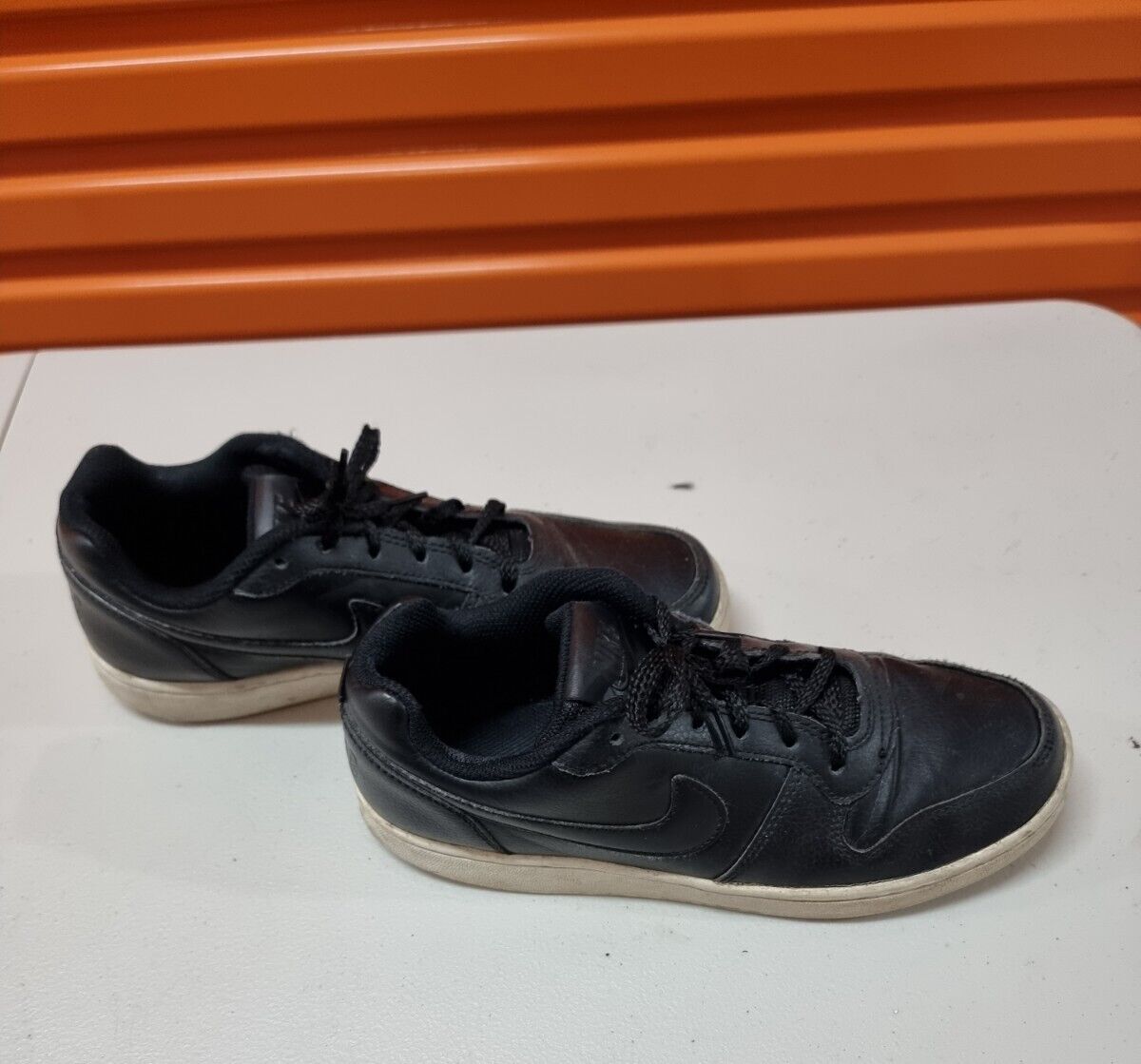 NIKE Ebernon Low Womens Sneakers Black Leather Shoes Size 8 US, 5.5 UK, 39 EUR