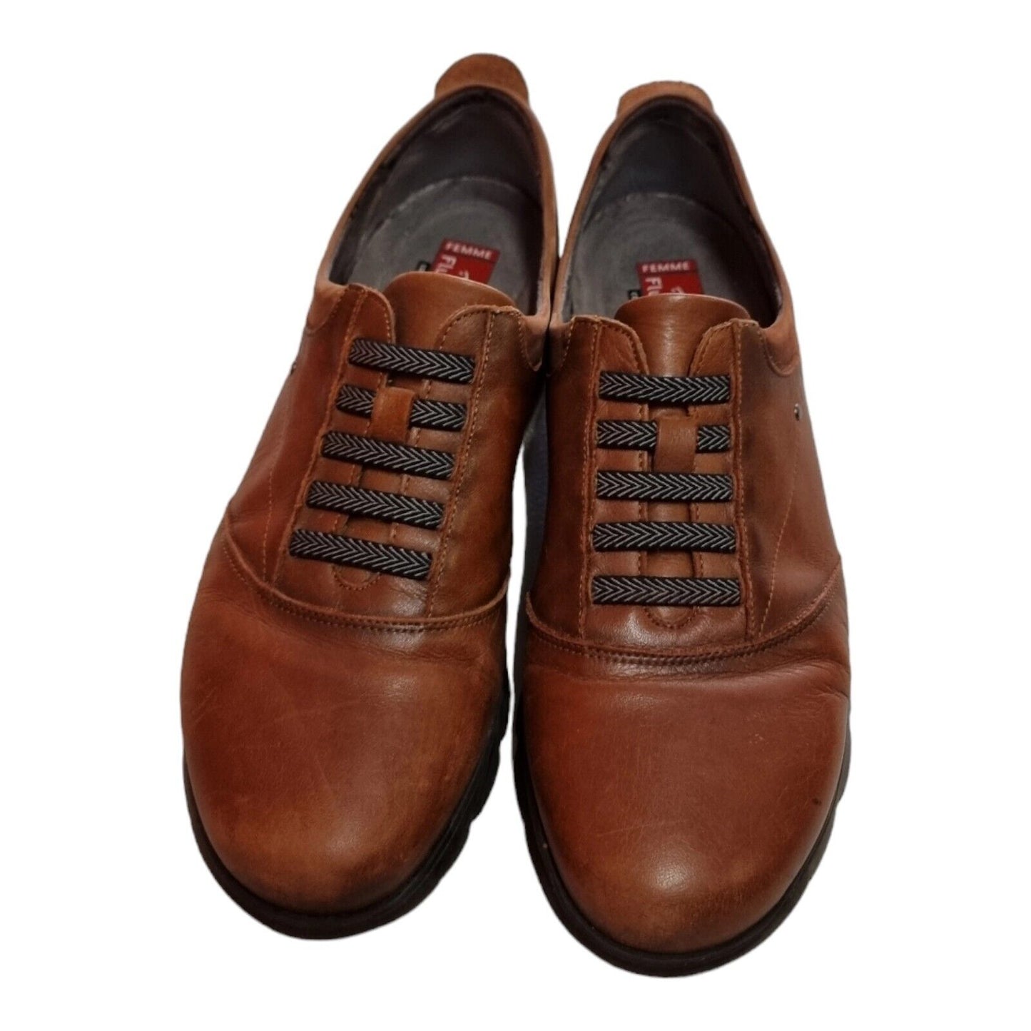 FLUCHOS Susan Womens Shoes Brown Leather Casual Sneakers Size 8.5 US, 7 UK, 40EU