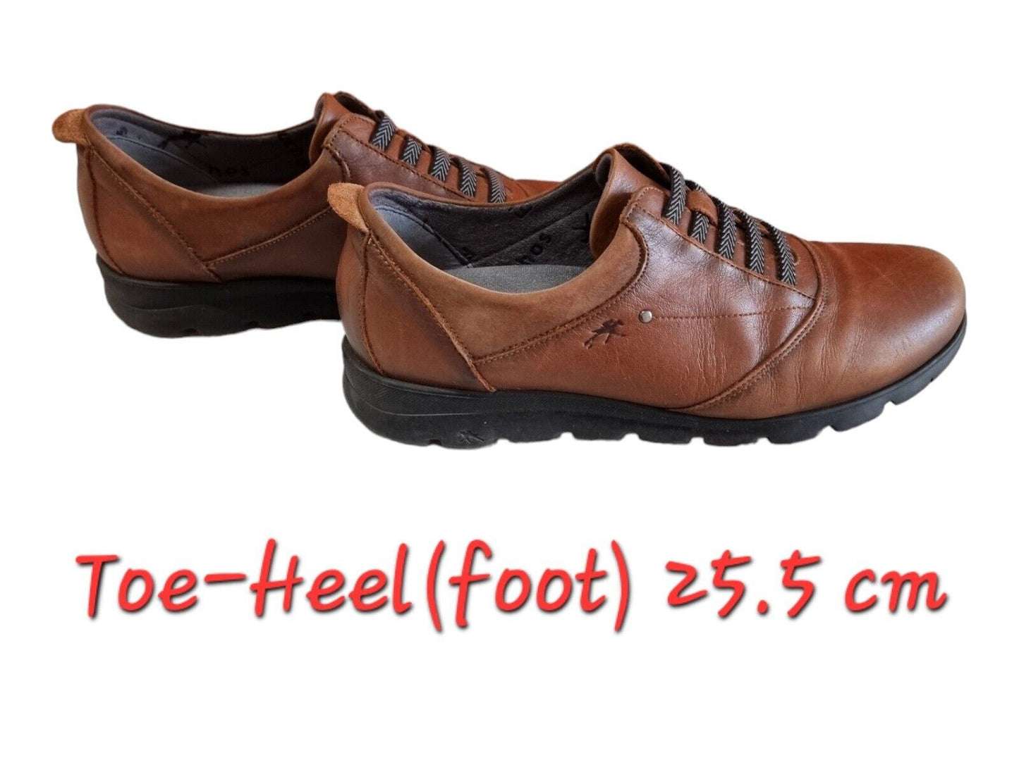 FLUCHOS Susan Womens Shoes Brown Leather Casual Sneakers Size 8.5 US, 7 UK, 40EU