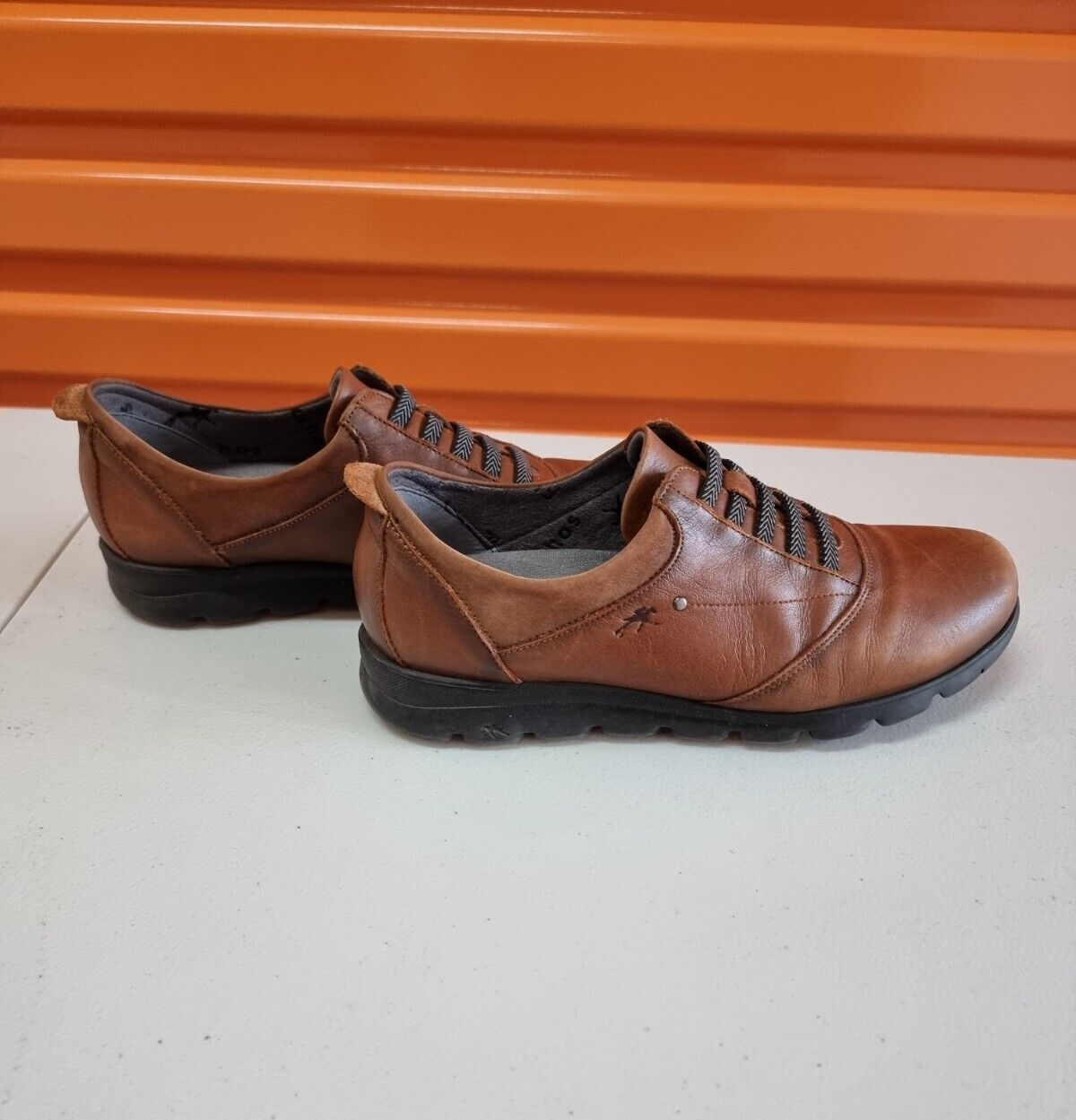 FLUCHOS Susan Womens Shoes Brown Leather Casual Sneakers Size 8.5 US, 7 UK, 40EU
