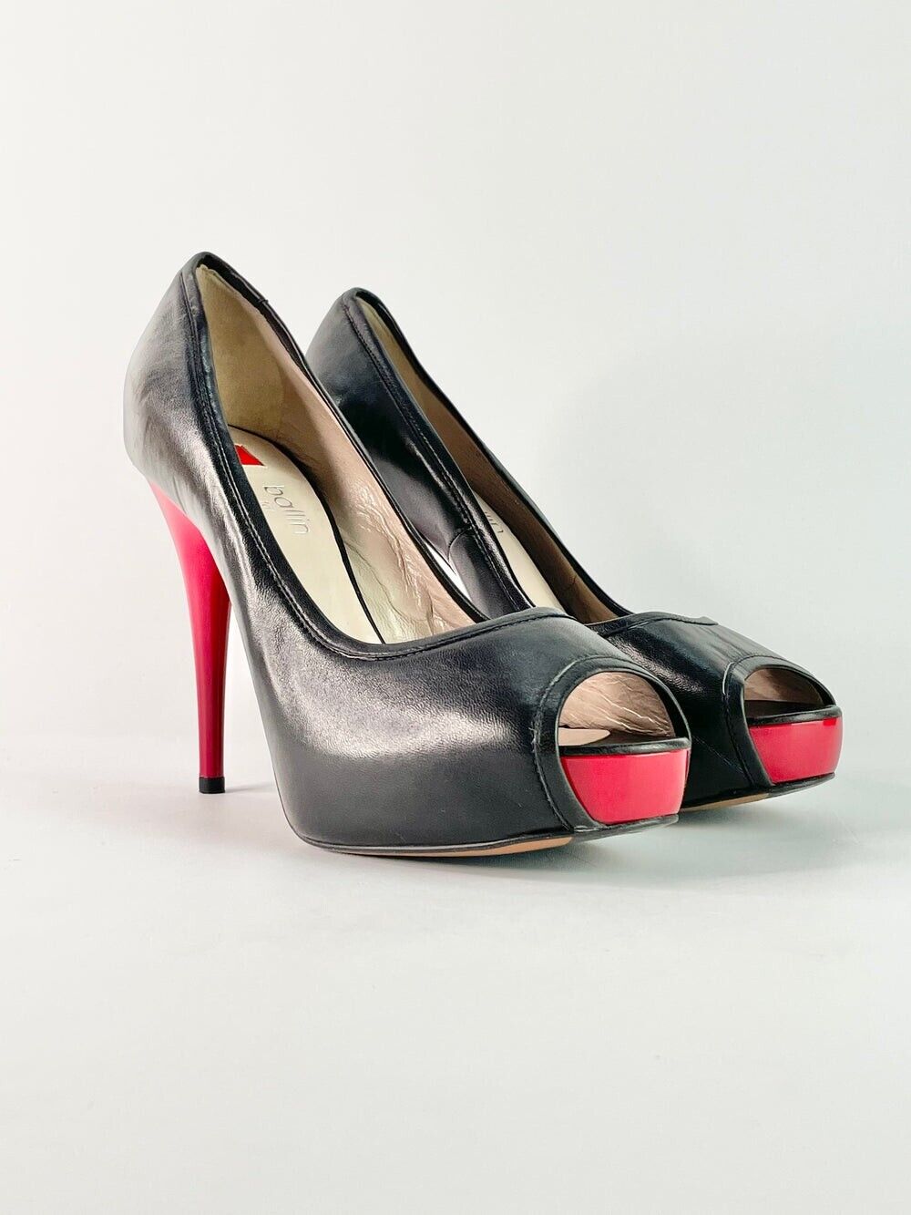 BALLIN FOR RAOUL BLACK LEATHER SHOES WOMENS HIGH HEELS Size 39.5 EUR , 9.5 US