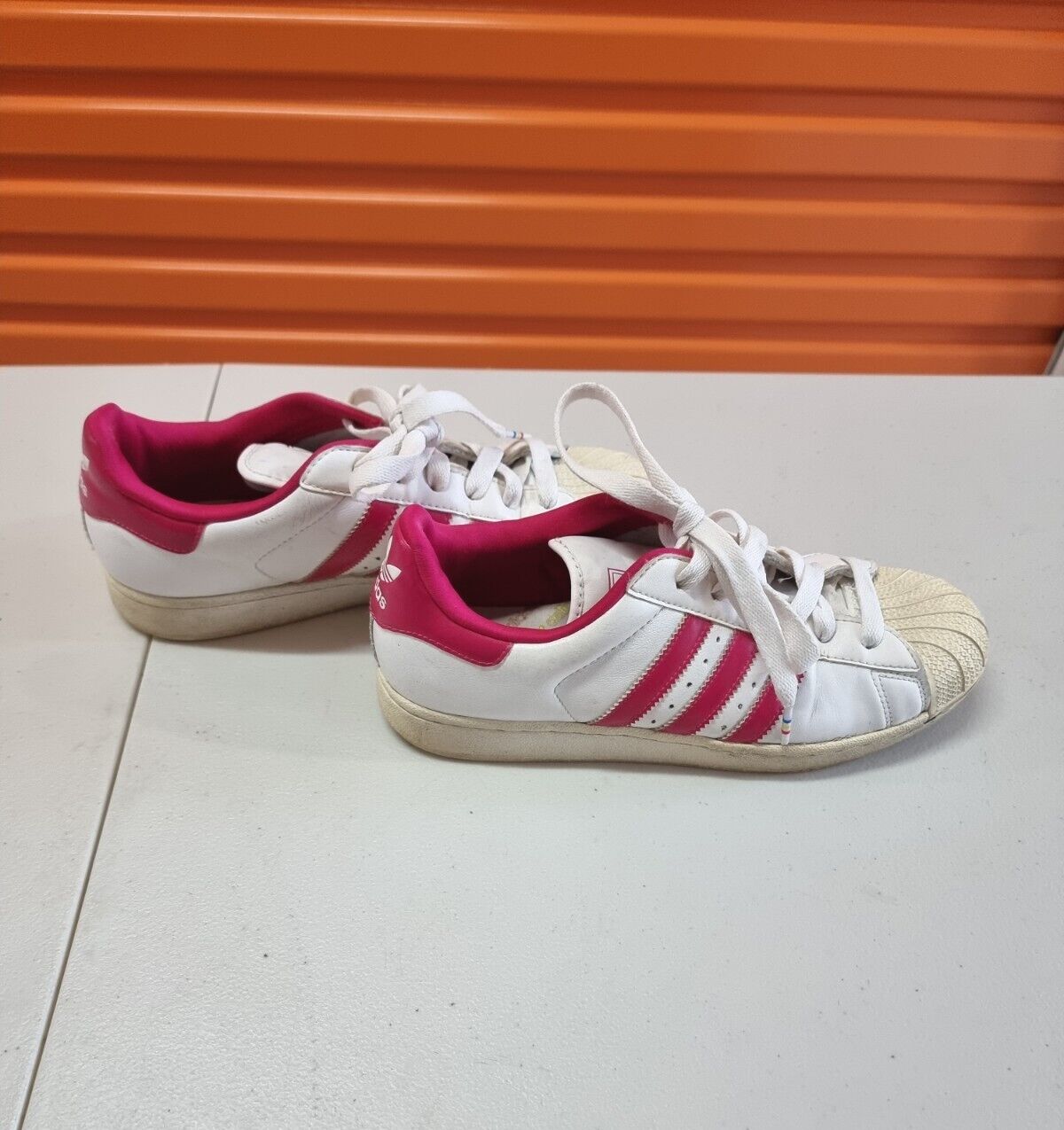 ADIDAS Originals Superstar Womens Shoes White/Hot Pink Sneakers 8.5US,7UK,40.2/3