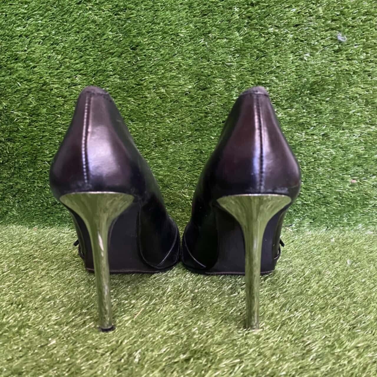 Steve Madden Bursit Womens High Heel Shoes Black Leather 38.5 EUR , 8M US, 6 UK