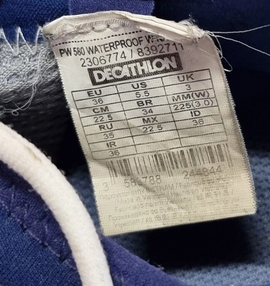 Decathlon Newfeel Womens Shoes Waterproof Navy Blue Size 5.5 US, 3 UK, 36 EUR