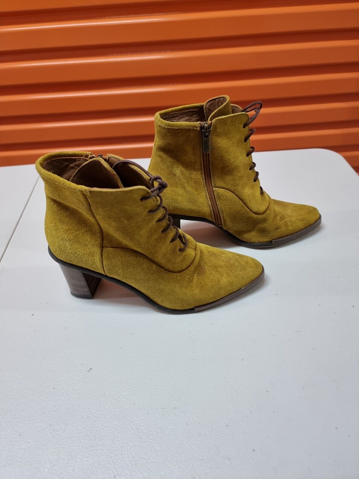 KUPURI Mustard Leather Boots Womens Shoes Spain Size 10 US/AU, 8 UK, 40 EUR 👌