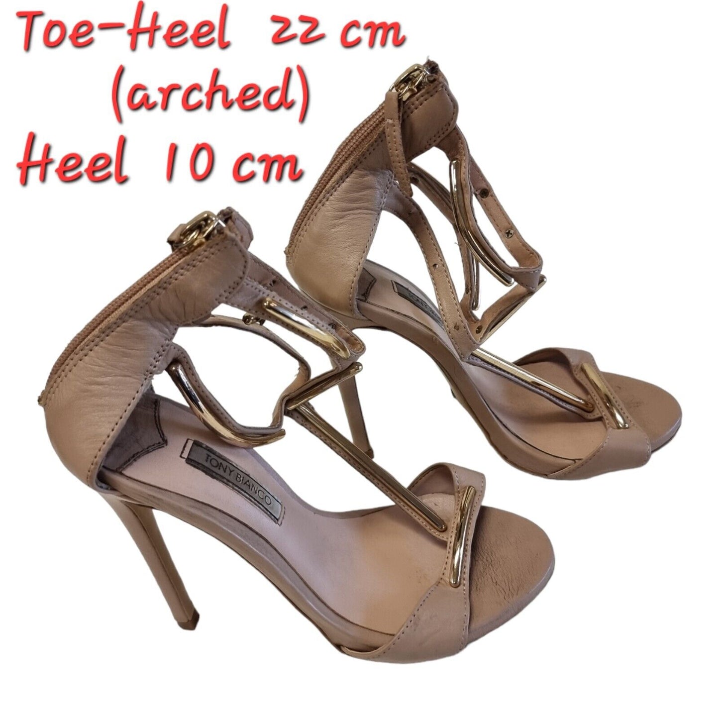 TONY BIANCO Leather Sandals Womens Stilettos Shoes Dusty Pink Size 6 AU/US, 4 UK