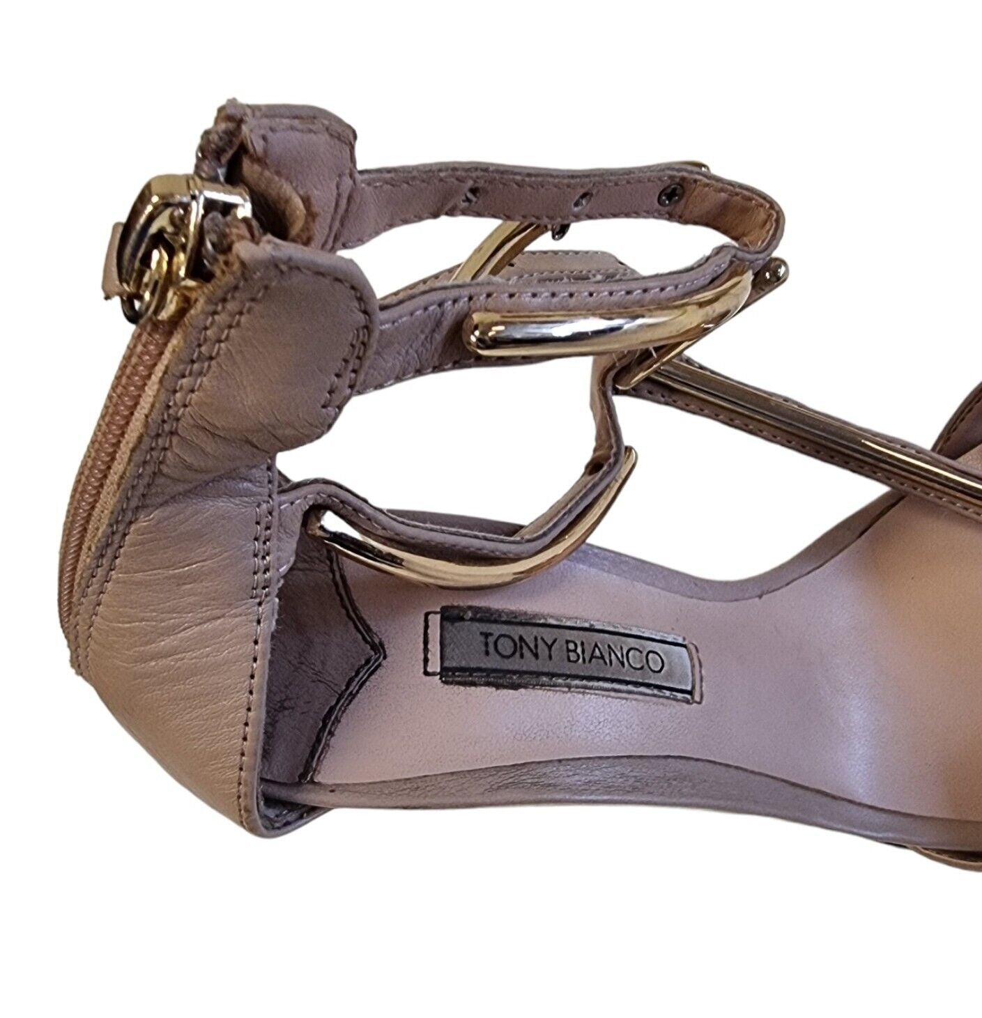 TONY BIANCO Leather Sandals Womens Stilettos Shoes Dusty Pink Size 6 AU/US, 4 UK