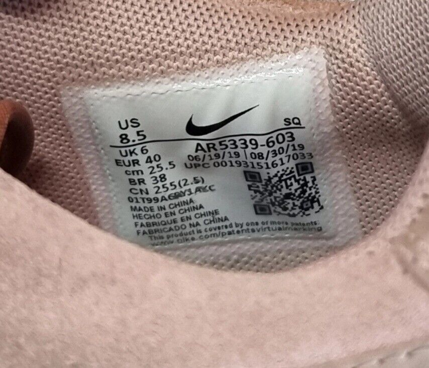 Nike Air Force 1 Sage Low Coral Stardust Pink Suede Sneakers Womens Shoes 8.5 US