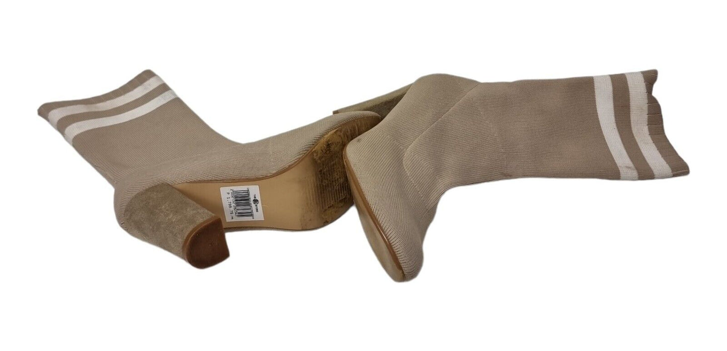 Parisian Boots Womens Elegant Cream Stretch Shoes Size 7 US Like New π’