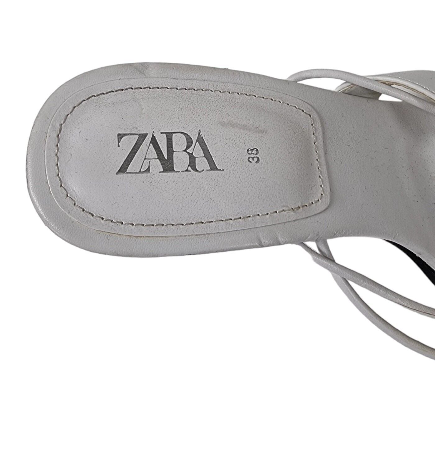 ZARA Strappy Slide Sandals Womens White Shoes Size 7/7.5 AU, 38 EUR -Ready to Go