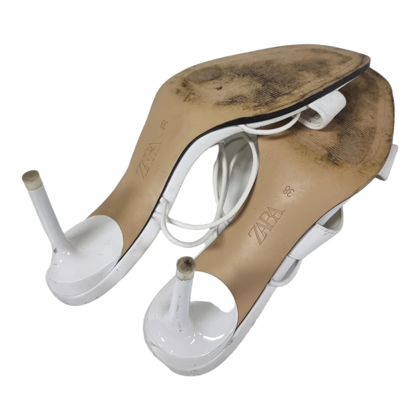 ZARA Strappy Slide Sandals Womens White Shoes Size 7/7.5 AU, 38 EUR -Ready to Go