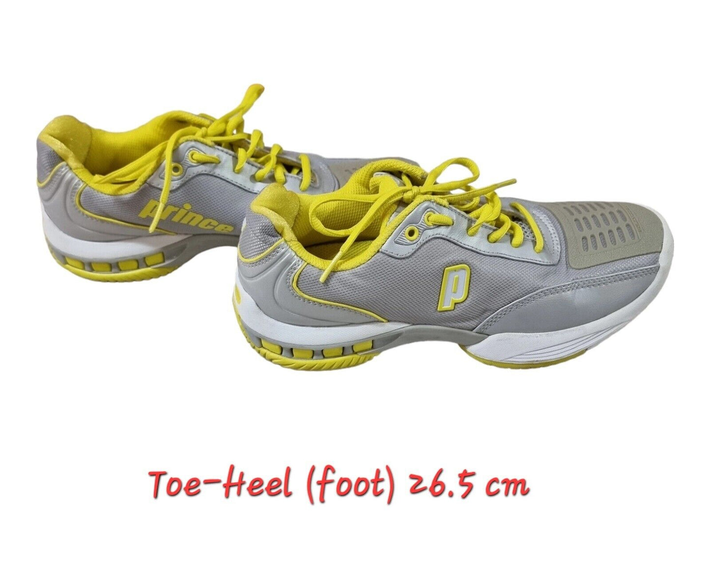 PRINCE Rebel 2 Women's Tennis Shoes Silver/yellow Sneakers 9.5 US, 7.5UK, 41.5EU