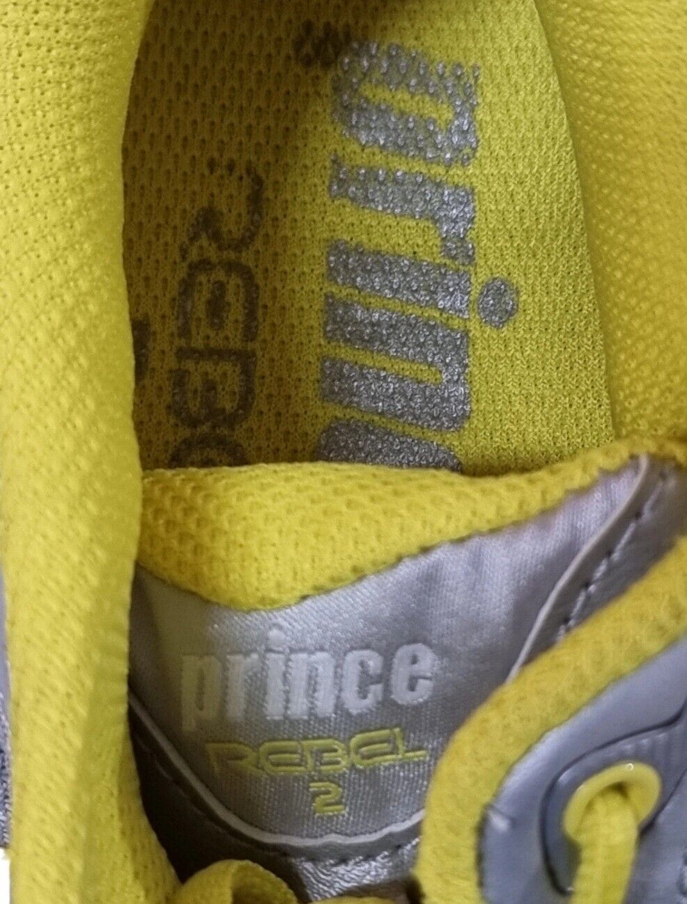 PRINCE Rebel 2 Women's Tennis Shoes Silver/yellow Sneakers 9.5 US, 7.5UK, 41.5EU