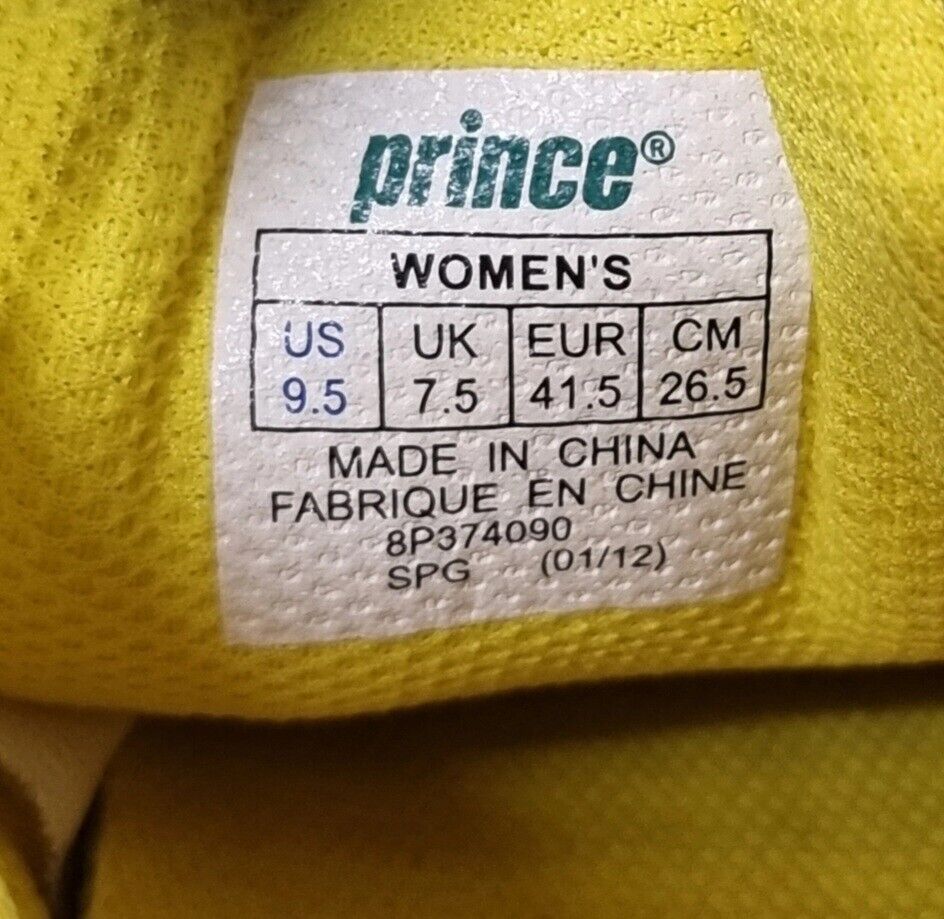 PRINCE Rebel 2 Women's Tennis Shoes Silver/yellow Sneakers 9.5 US, 7.5UK, 41.5EU