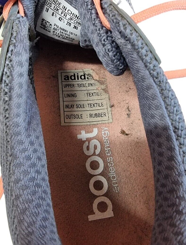 ADIDAS Boost Shoes Womens Sport Grey/Peach Runners Size 10 US, 8.5 UK, 42.5 EUR