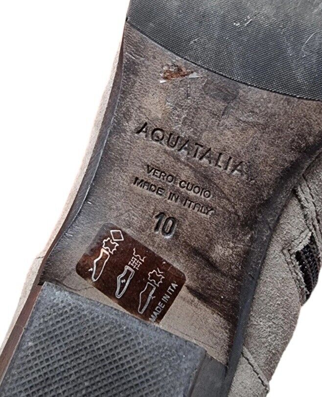 Aquatalia Womens Taupe Leather Boots Made In Italy Shoes 10 US, 6.5 UK, 40.5 EUR