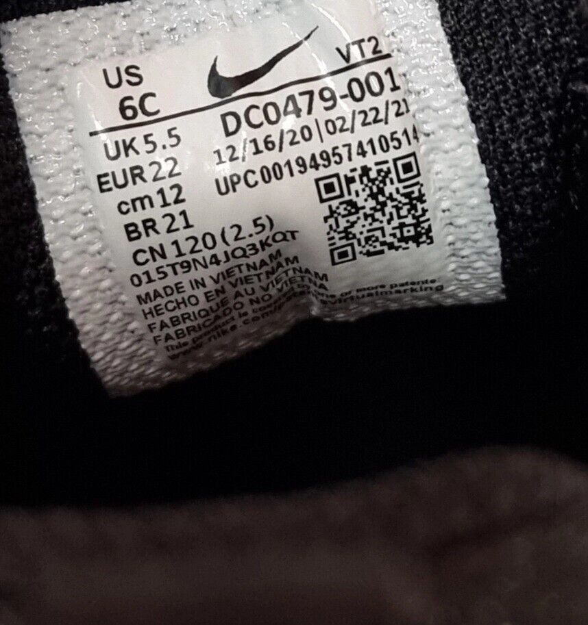 Nike Waffle One Toddler Infant Baby Boys Shoes Black Size 6C US, 5.5 UK, 22 EUR