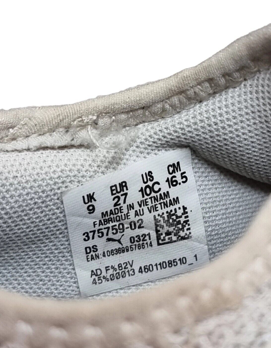 PUMA Toddler Infant Baby Boys Shoes White Runners Size 10C US, 9 UK, 27 EUR 👶