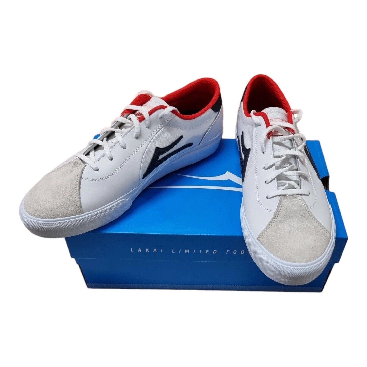 LAKAI Falco II Shoes Mens White/Navy Sneakers Size 11 US, 10 UK,45 EUR 👟👟