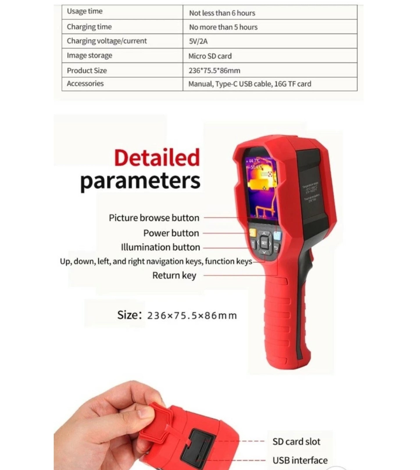 Infrared Thermal Image Camera UTI Handheld USB-15+550C Thermometer with Case - NEW