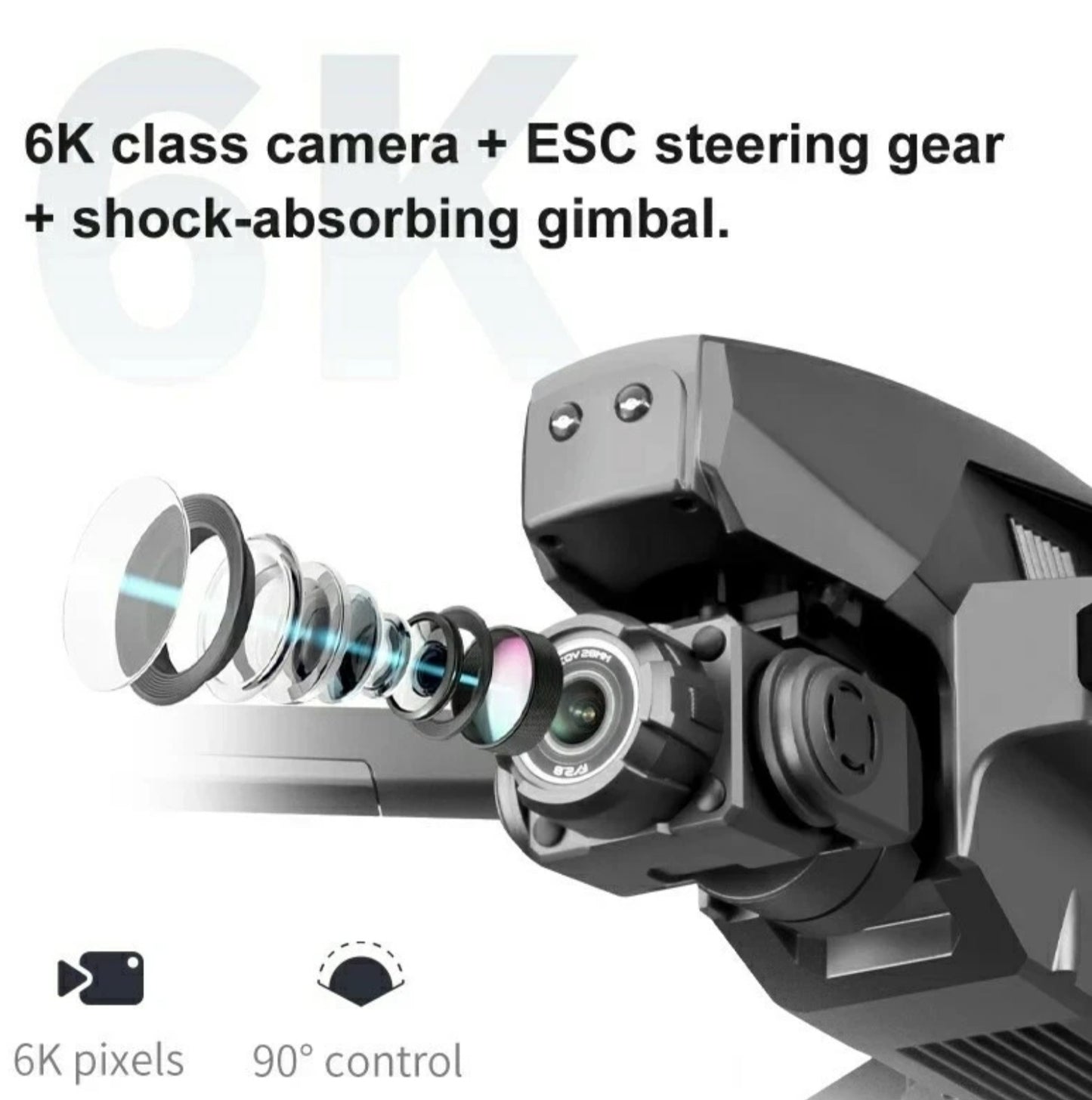 6K Drone Foldable Rechargeable GPS 5GHD Camera Drone +Batteries,Bag & 32G Card NEW
