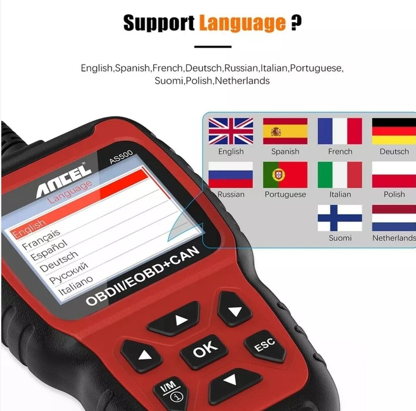 New ANCEL AS500 Car OBD2 Scanner Engine Diagnostic Scan Tool & Auto Code Reader